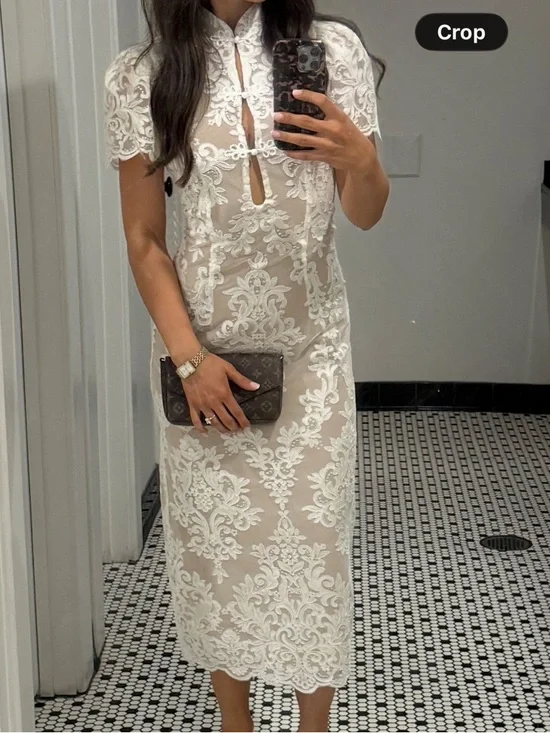 Stone Cold Fox Cream Lace Overlay Midi Skirt - Picture 1 of 2